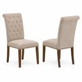2er-Set Esszimmerstühle Leinenmischung Massivholz Beige