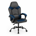 Ergonomischer Bürostuhl aus Leder und Stoff Schwarz/Blau