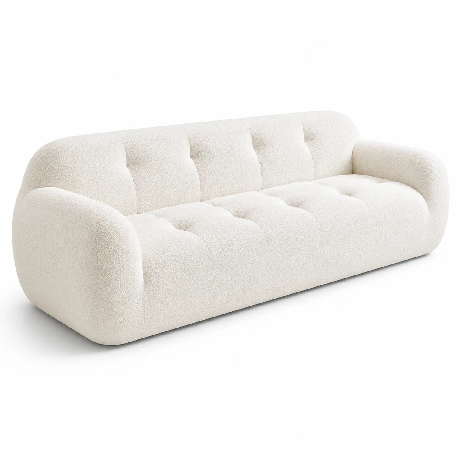 Dreisitzer Sofa Bouclé Cremeweiß 220cm