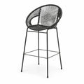 Schwarzer Barstuhl aus PE-Rattan mit Metallgestell