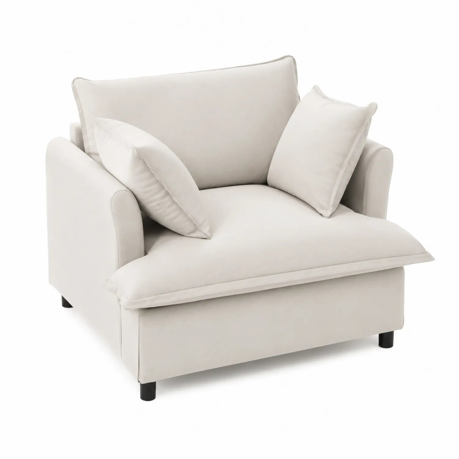 Polstersessel Creme Holzstoff 95x95x85 cm