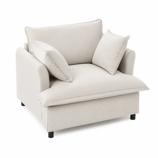 Polstersessel Creme Holzstoff 95x95x85 cm