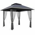 Aluminium Pavillon mit Netzseitenwänden Dunkelgrau 300x400cm