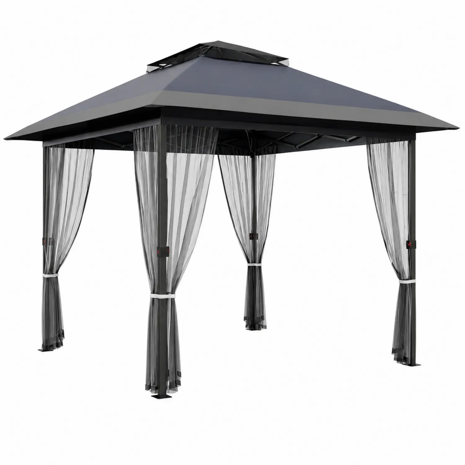 Aluminium Pavillon mit Netzseitenwänden Dunkelgrau 300x400cm