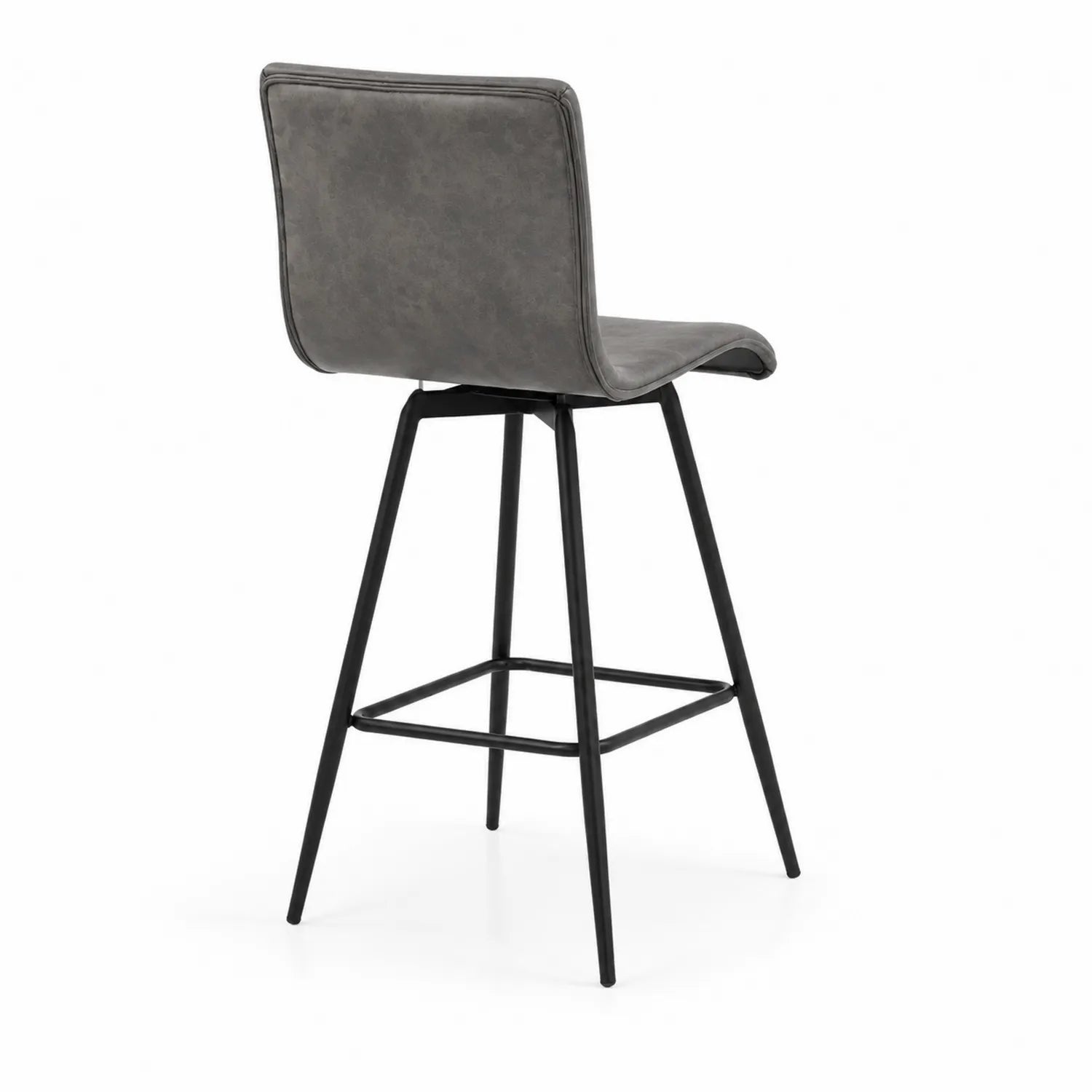 Barhocker Grau Kunstleder mit Metallgestell