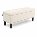 Bank mit Stauraum Creme Kunstleder 120x40x45 cm