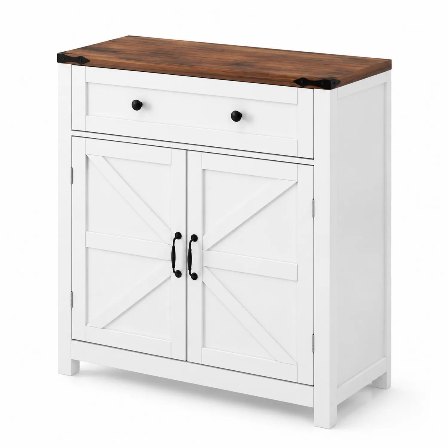 Holzschrank mit Schublade Weiß/Braun