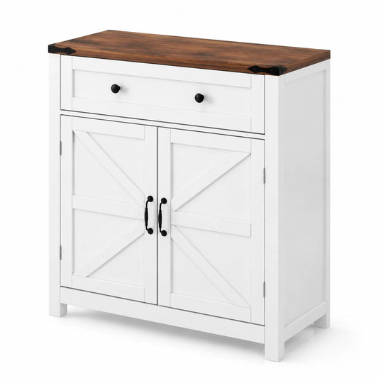Holzschrank mit Schublade Weiß/Braun