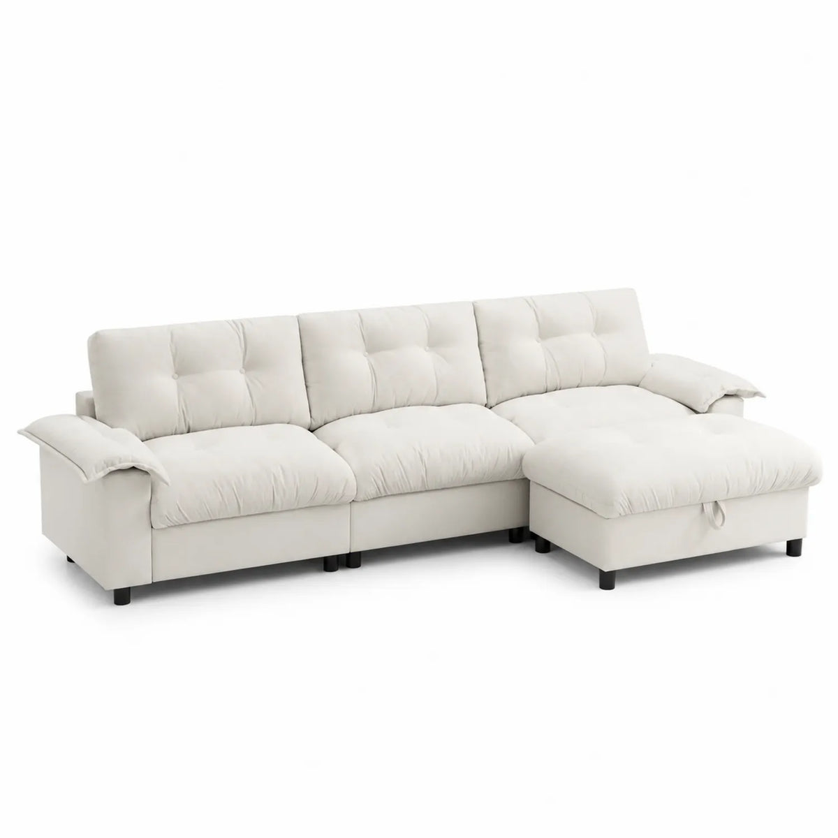 Ecksofa Set Beige Stoff L-Form