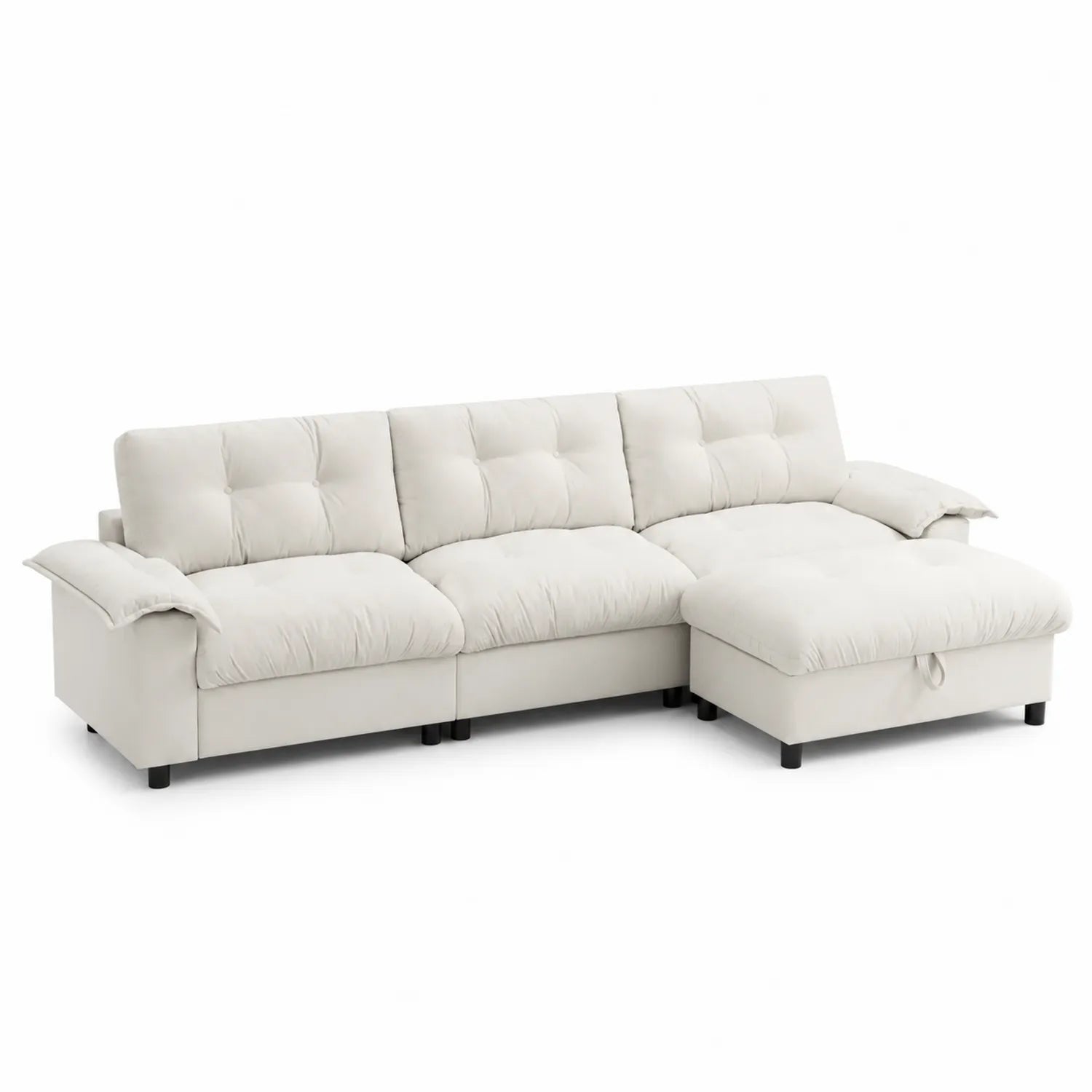 Ecksofa Set Beige Stoff L-Form